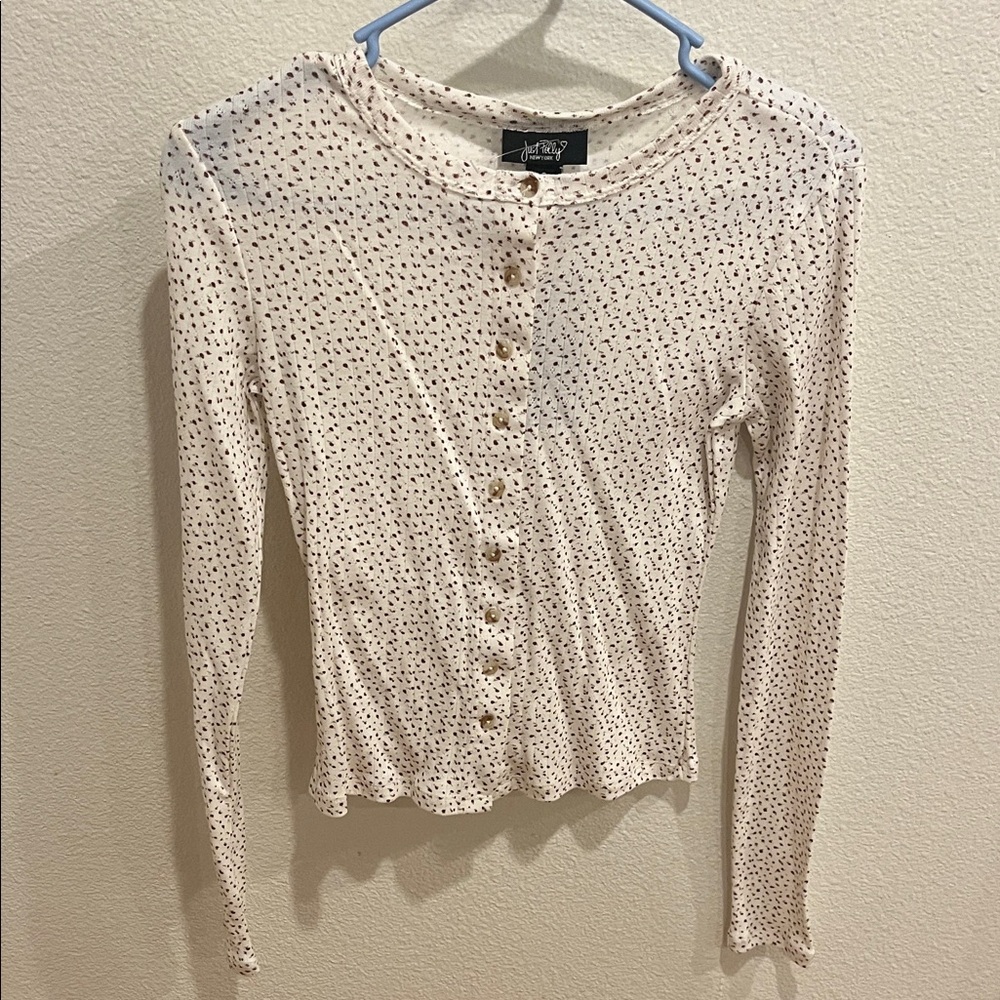 Just Polly Cream Button-Down Shirt